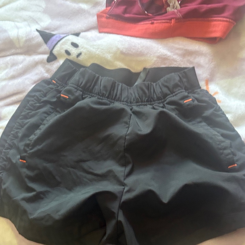 adidas Black Athletic Shorts with Orange Accents